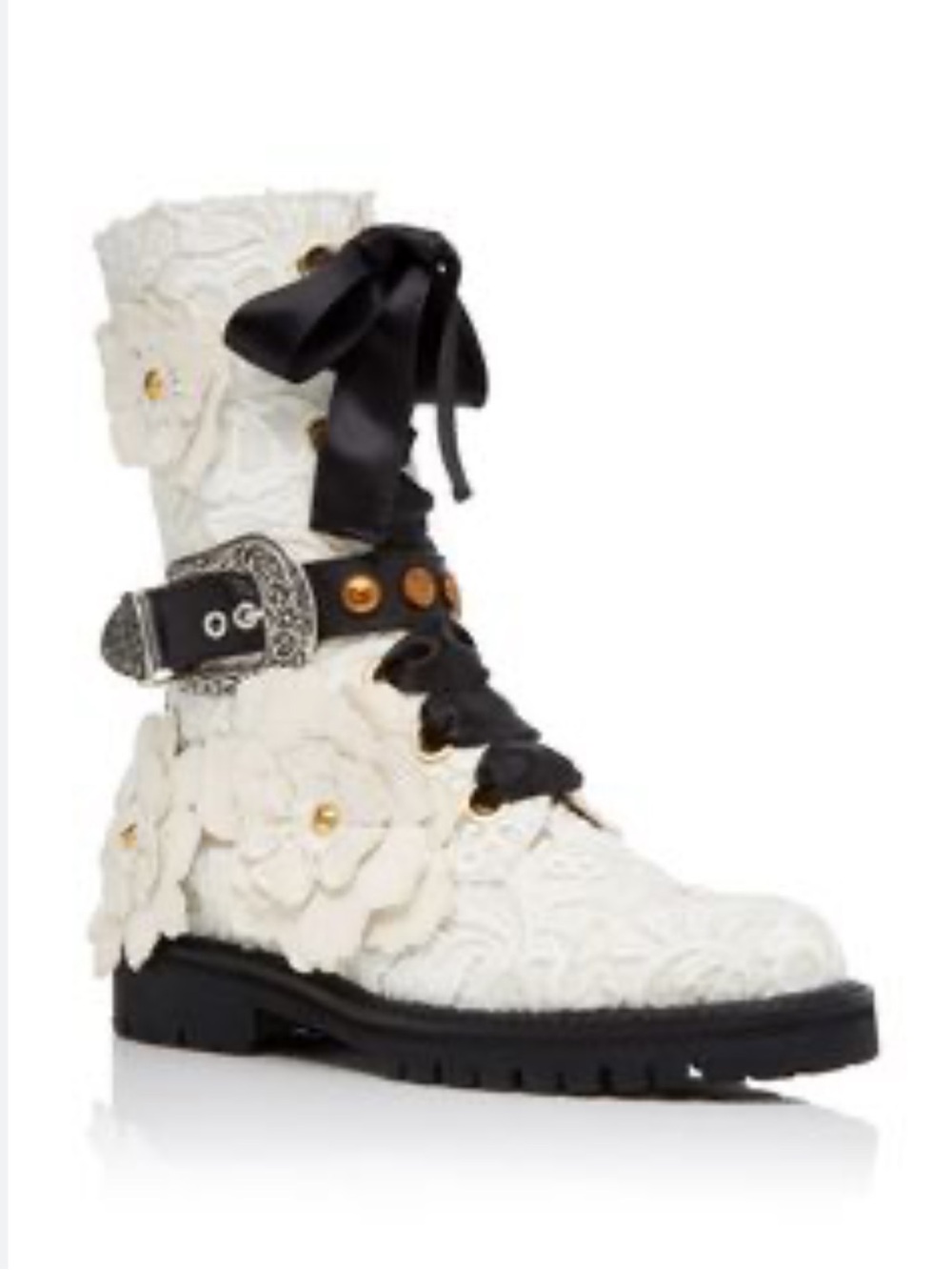 ✨ Fausto Puglisi Lace Combat Boots – Collector Piece ✨ NEW 37 fits like 37,5-38